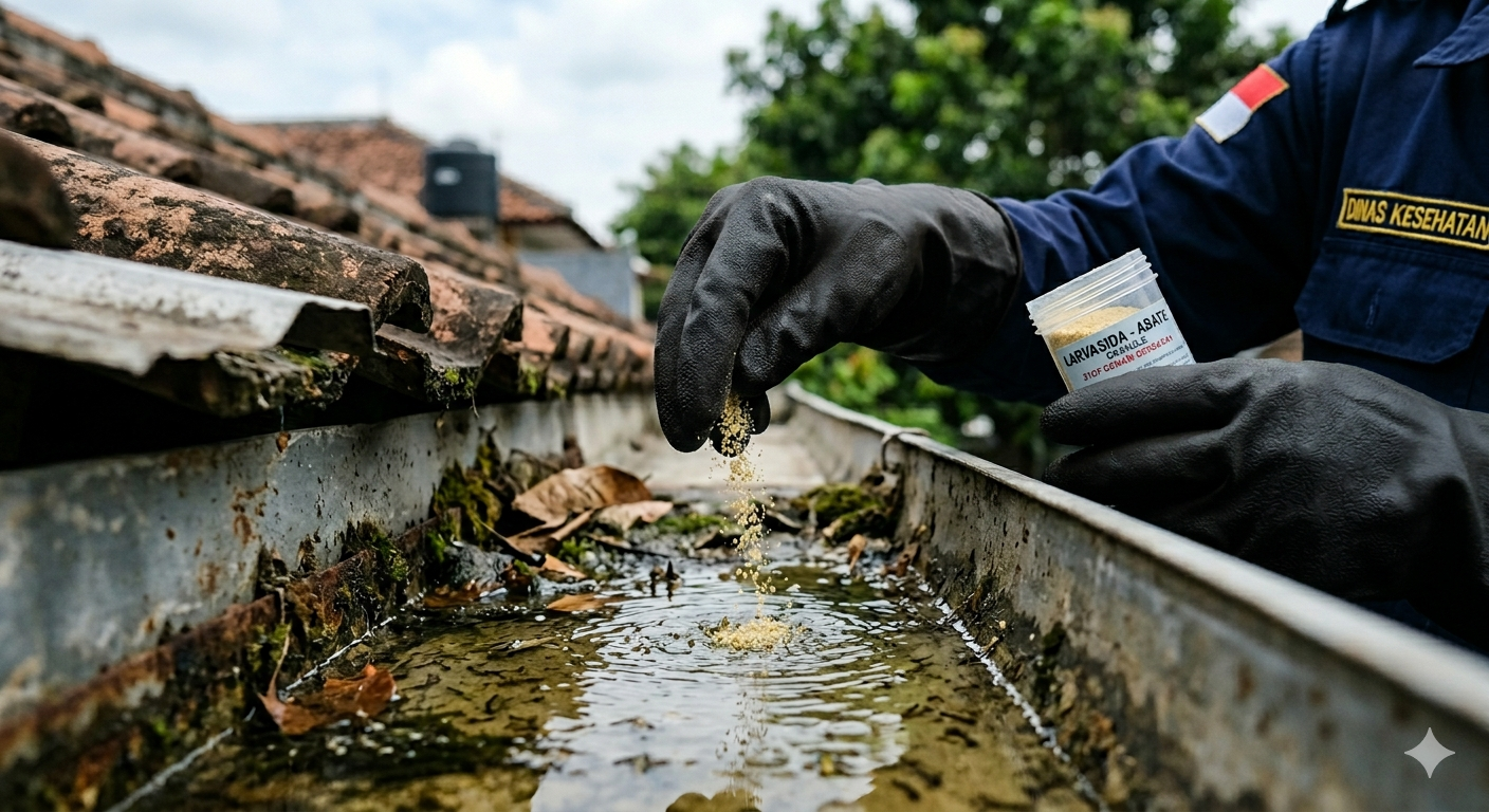 Pengaplikasian larvasida untuk mengurangi perkembangbiakan nyamuk